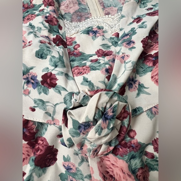 Scott McClintock floral vintage 80s 90s jumpsuit dress 14 cottagecore prairie L - Picture 8 of 11